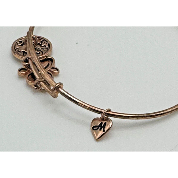 Signed RL Vermeil 14KT GP M Heart Tag Charm Slide Bangle Bracelet Paw Print - Picture 2 of 4